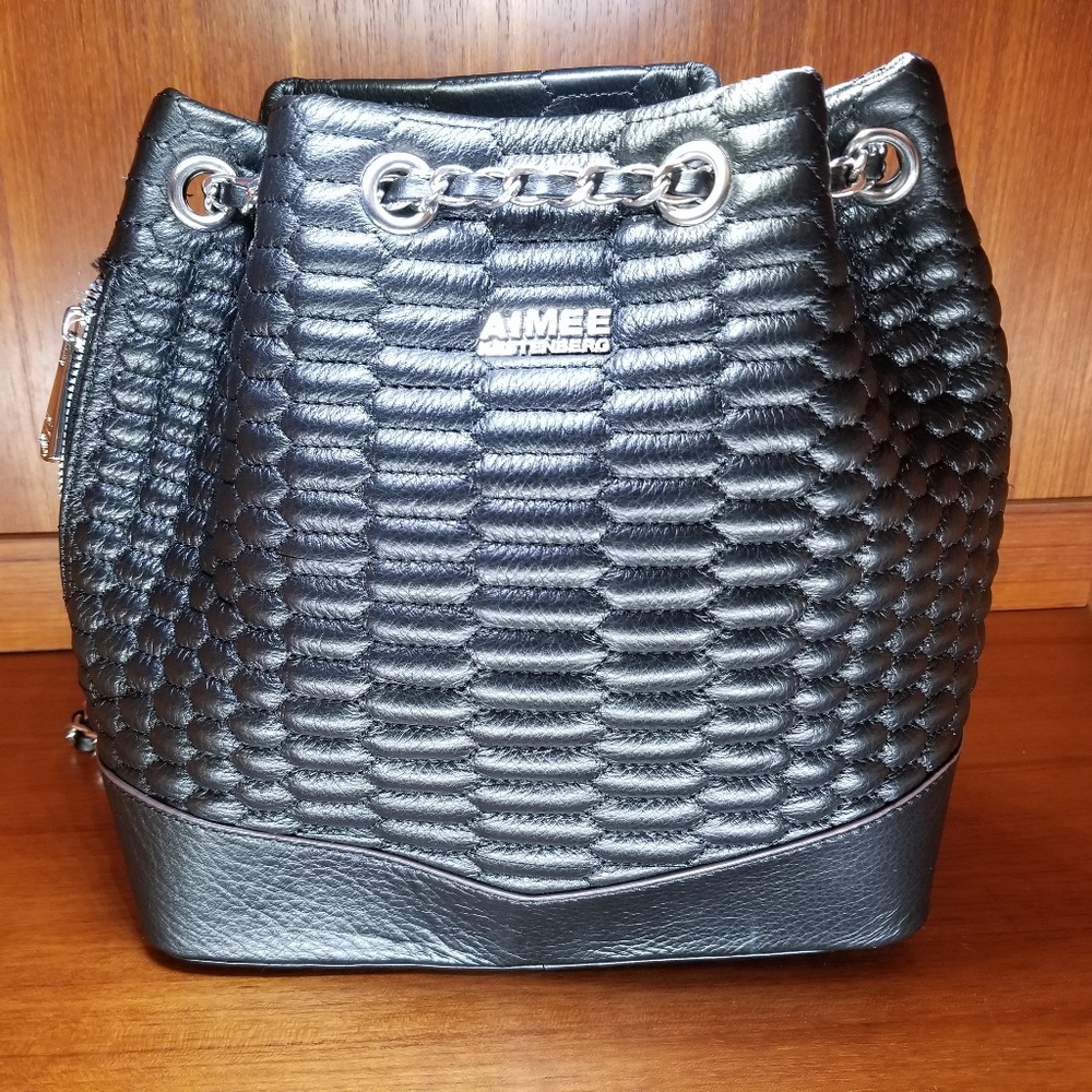 Aimee Kestenberg Black Leather Bag Backpack